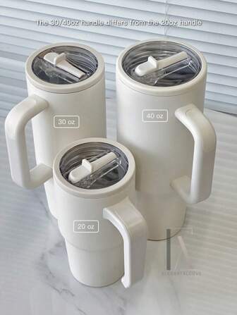 40oz Leak-Proof Insulated Stainless Steel , Foldable Direct Drinking Mouth With Straw, Handle And Leak-Proof Cover Travel Mug For Hot/Cold Drinks Back To School