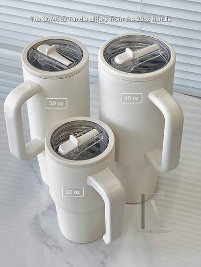 40盎司不漏水保溫不鏽鋼杯，可摺疊直飲口帶吸管，帶手柄和不漏水蓋，適用於冷熱飲料的旅行杯