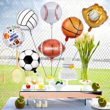 7 piezas de balones deportivos: 18 pulgadas de globos de mylar de voleibol, baloncesto, béisbol y fútbol, 20 pulgadas de globo de fútbol americano y 19.7 pulgadas de globo de guante, para decoración de fiesta de cumpleaños deportiva, suministros para fiesta deportiva. - Multicolor - Ver 6