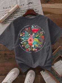 T-shirt a maniche corte con stampa floreale di stile romantico estivo, bianca e versatile, t-shirt a maniche corte da donna