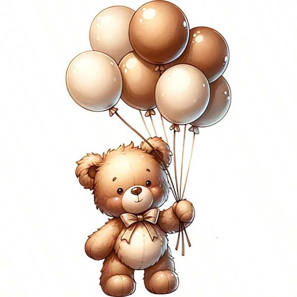 ملصق نقل حراري بنمط الدب التيدي المحبوب يحمل بالون - قابل للغسيل والكي DIY رقعة، مناسب للقمصان والهوديز والجينز والحقائب الظهر والوسائد - مصنوع من مادة بلاستيكية متينة بتصميم ملون - تخصيص شخصي، تزيين أقمشة عصري، سطح فيلم مقاوم للحرارة العالية، ضروري لهواة الأشغال اليدوية