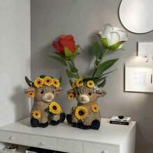 2pcs Creative Yak Vase - Dried Flower Vase - Desk Decoration Figurine Small Ornament Planter, Gift