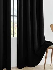 2pcs Outdoor Curtain Waterproof Windproof Blackout Thermal Insulated Patio Shade Canopy, Hole Punched Installation - Black - View 7