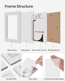 SONGMICS 12-Pack 4X6 Collage Picture Frames, Picture Frames Collage For Wall Decor, Black Photo Collage Frame, Multi Picture Frame Set With Glass Front, Assembly Required - trắng - Xem 2