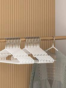 5/10pcs Non-Slip Metal Dip Plastic Hanger For Adult Drying, Nordic Clothes Hanger With Space-Saving Clothes Rack, Anti-Slip Laundry Hanger, Modern Minimalist Wardrobe Organizer, Multi-Use Drying Stand For Shirts, Trousers, Skirts, And Sweaters, Easy Air-Dry Solution, Lightweight Yet Sturdy, Perfect For Home Closet, Laundry Room, Dorm, Apartment Living, Efficient Tangle-Free Drying And Neat Display, Quality Craftsmanship, Everyday Essential Organizer. - White - View 9