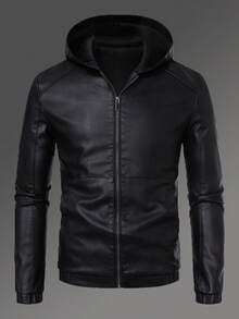 Men's Spring Autumn Casual Vintage Ridding Bike PU Leather Motorcycle Jacket - Black - View 1