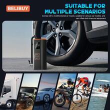 Compresor de aire portátil para inflar neumáticos, bomba de aire portátil 3 veces más rápida y arrancador de potencia, adecuado para neumáticos de automóvil, bomba de aire inalámbrica de 180 PSI con batería potente, con manómetro digital, adecuado para neumáticos de automóvil, bicicleta y motocicleta, pelotas deportivas - Negro - Ver 10