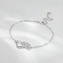 1 Stück elegantes Schmetterling-Herz 925 Silber Damen Armband mit Zirkonia Steinen, geeignet für Hochzeit, Feiertage, täglichen Gebrauch, Geschenke