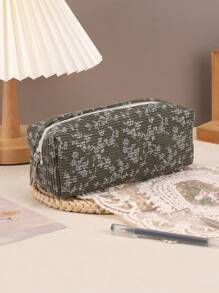 1pc Floral Pencil Case, Vintage Floral Large-Capacity Zippered Pencil Case Is Portable Cosmetic Bag, School Supplies Kawaii Stationery Desktop Storage Bag,Creative Gift For Thanksgiving, Christmas, Birthday Halloween Decoration Back To School,Pencil Pouch,School Bag