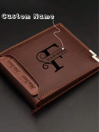 Custom Men's Leather Leather Wallet - Engraved Initials, UV Laser Engraving, The Ideal Gift For Dad, Son For Birthdays, Anniversaries, Christmas, Father's Day, Thanksgiving - Dark Brown, Elegant, Birthday Gift(The Template Letters Are Not Clear, And The Actual Printing Effect Is Super Clear) Dawg,Sequines, Cute,Adorable,Funny,Cuties,Kawaii Custom,Personalized,Unique,Customized Ideal Gifts For Him,Ideal Gifts For Her Boyfriend,Family,Grandparents