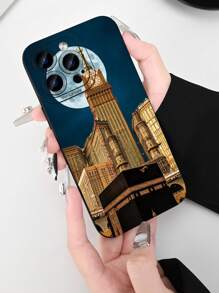 1pc City Night Landscape Retro Printed 2D Pattern, Creative High-End Saudi Arabia Fashion Simple Personalized Business Cartoon Handsome City Landscape Style, Suitable As Birthday, Holiday Gift For Elders, Friends, Family, Couples, Yourself. Black Matte Soft Protective Dustproof Waterproof Phone Case Cover Compatible With IPhone 16/15/14/13/12/11/Pro/ProMax/X/XR/XS/XSMAX/7/8/PLUS And Models Shockproof Anti-Fall Scratch Resistant