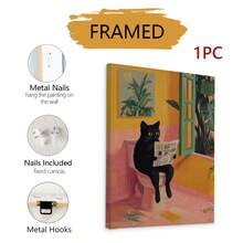 Tranh canvas hình mèo đen đọc báo trong phòng tắm - Không khung, tranh trang trí tường họa tiết động vật, phù hợp cho phòng khách, phòng ngủ, phòng tắm, văn phòng tại nhà - Phong cách nghệ thuật trang trí hiện đại, cổ điển, quà tặng tranh treo tường, quà kỷ niệm sinh nhật và tốt nghiệp. - Nhiều màu - Xem 12