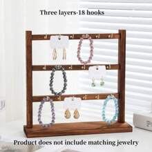 Organizador de Aretes, Soporte de Exhibición de Aretes de 2/3/4 Niveles, Organizador de Joyería Rústico Vintage de Madera para Exhibir Aretes, Pulseras, Collares, Anillos, con 12/18/24 Ganchos para Bolsas de Joyería para Collares, Pulseras, Llaveros