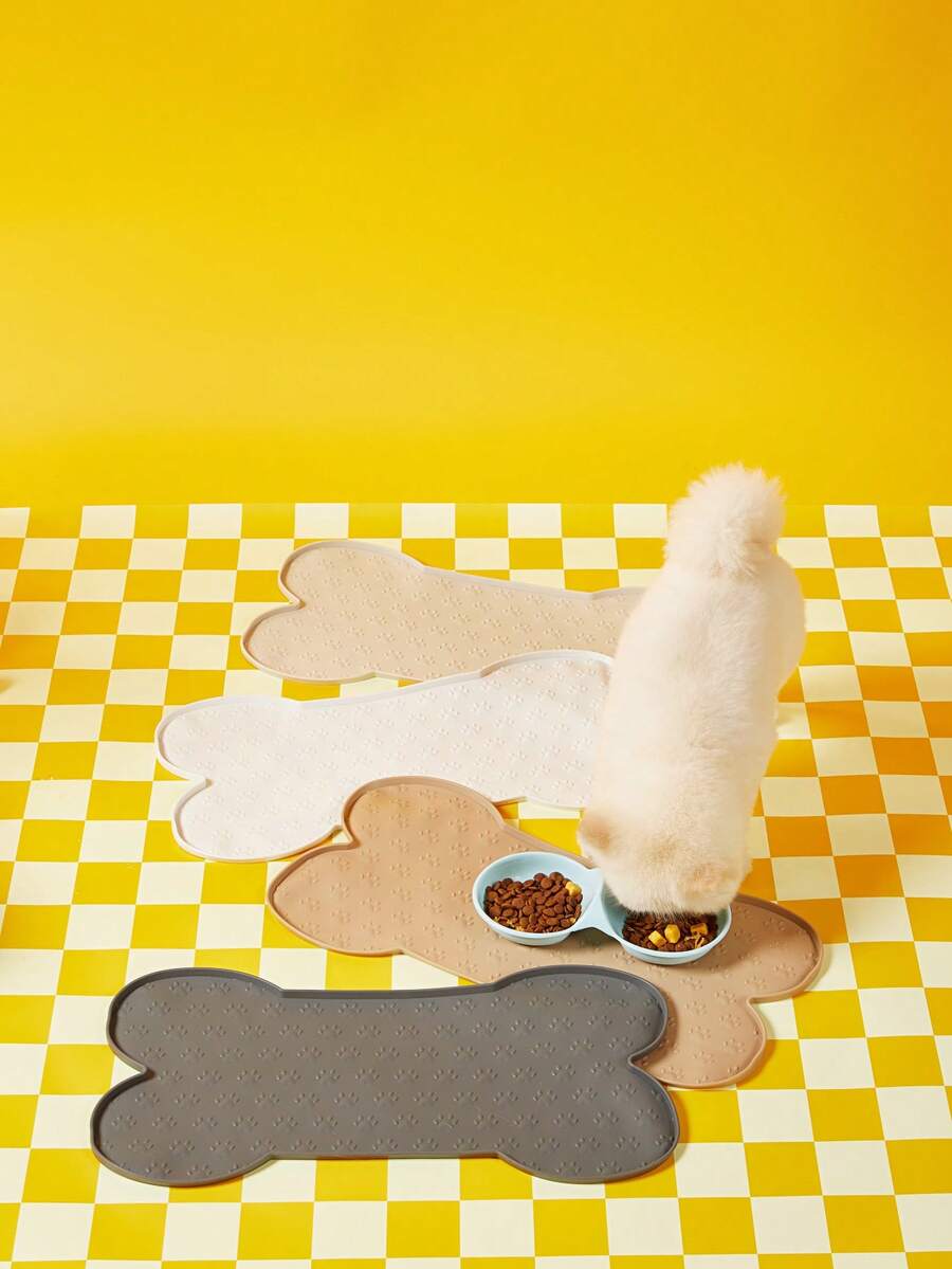 PETSIN 1 件骨头形状多爪餐垫狗食垫防滑硅胶狗碗垫加厚宠物餐垫防水猫喂食垫带凸起边缘小狗小猫喂食垫适合中小型犬猫食盘 - 彩色 - 查看 1