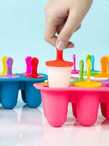 Molde de silicona para paletas heladas de 6 cavidades con tapa, fácil de limpiar y desmoldar, con opciones de colores múltiples, ideal para hacer helados caseros para niños y familias en verano