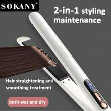 SOKANY Straightener Multifunctional Ceramic Splint, Hair Straightener, Straight Clip, Hairdressing Splint.Three-In-One Dry Curling And Straightening, Both Wet And Dry, Adjustable Temperature, Up To 950 Degrees, LED Display, Can Be Quickly Heated, The Tail Can Be Rotated 360 Degrees, Suitable For Families And Hair Salons - EU F Type Plug(220-240V) - View 4