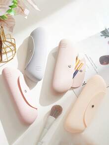 1pc (Random Color) Silicone Makeup Organizer Bag, Dust-Proof Makeup Brush Holder Case, Travel Cosmetic Pouch - Multicolor - View 1