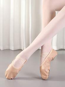 Unisex Ballet Shoes, Soft PU Leather Ballet Shoes With Thick Cotton Lining, Pre-Stitched Straps, Leather Sole Adult Dance Slippers, Ideal Ballet Flats For Women/Men - Beige - View 3