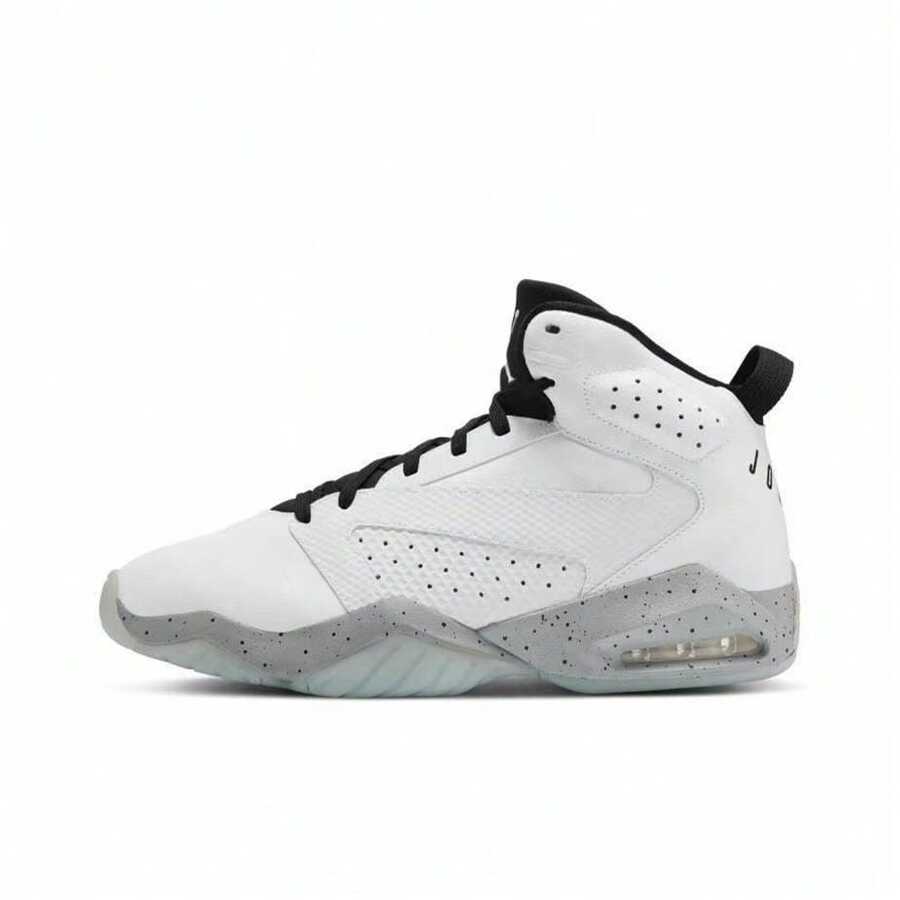 Nike Jordan Lift Off Synthetic Leather Casual Sneaker, Shock Absorbing Anti-Slip Durable Mid-Top Retro Basketball Shoes, White-Gray, For Men - White Ash - View 1