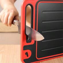 4 In 1 Multifunctional Double-Sided Defrosting Tray Chopping Blocks Wheat Straw PP Aluminium Alloy Knife Sharpener Cutting Board
