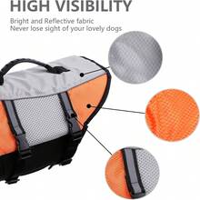 Orange Dog Life Jacket, Swimming Dog Life Vest, Kayaking Boating Life Jacket, With Reflective Strips High Visibility, Tear-Resistant Life Jacket, Fit For Small/Medium/Large Dogs