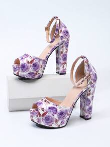Women's Buckle Design New High Heel Sandals Thick Bottom Platform Hollow Peep Toe, Sexy Chunky Heels, Waterproof, For Spring Summer Autumn Party And Night Club