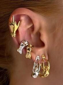 2pcs Women Fashion Unique Body Shape Stud Earrings, Luxury Versatile Hypoallergenic Earrings For Party & Daily Wear, Jewelry Gift