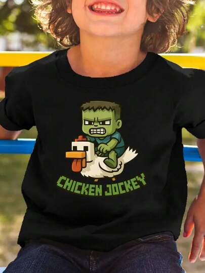 Chicken Jockey Fun Print T-Shirt