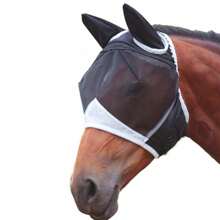 Durable Fly Mask With Ears In Black, 2 Sizes, UV Protection