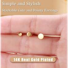 1-3 Paar Ohrstecker für Frauen und Mädchen, Punkt Knorpel Ohrstecker Set, Nickel-freie Ohrringe aus Edelstahl und 14 Karat Gold, Geschenk für Frauen - Gold - Übersicht 4