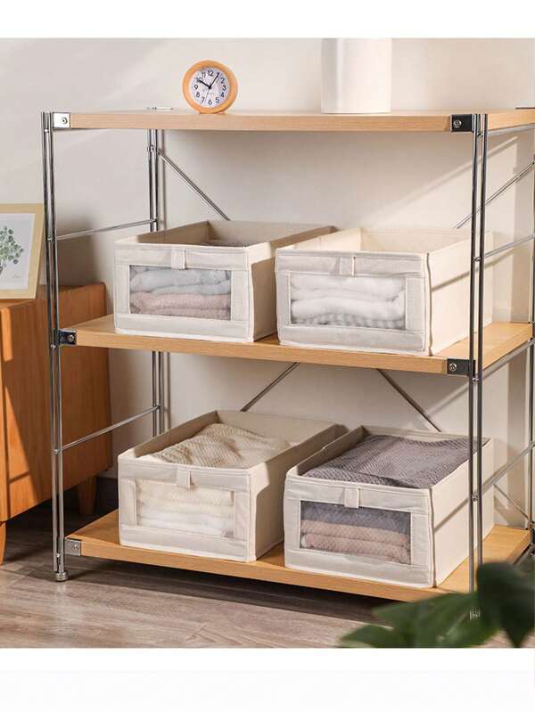 1pc Foldable Large Clothing Storage Box, Underwear & Socks Organizer Box, Closet Storage Organizer For Shirts, Pants, Jeans, Dresses, Home Storage, White T-Shirts, Black Pants, Women Winter Clothes, Dresses, Women White Button-Down Shirts, Long Sleeve, Women White Jumpsuit, Women Spring Outfits, Minimalist, Summer Tops
