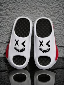 X 1 Pair Cute Asymmetric/Asymmetrical Cartoon Street Style EVA Couple Slippers, Massage Arch, For Home, Vacation, Outdoor, All Season