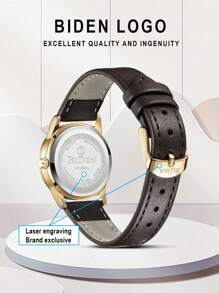 BIDEN Montre à quartz minimaliste ronde BIDEN pour femmes, calendrier étanche, mains lumineuses, montre casual pour femmes, convient pour une utilisation quotidienne