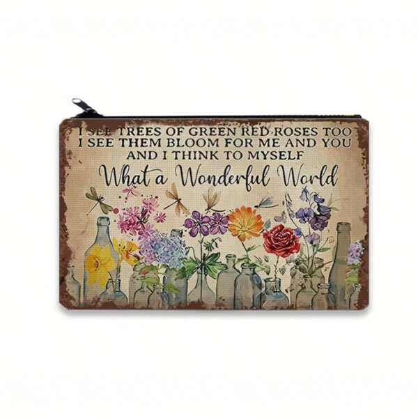 Little Cat Moon Gazing Print Canvas Cosmetic Bag – Ideal Gift For Cat-Loving Women, Sisters, Girls, And Nieces – Perfect For Storing Cosmetics And Travel Essentials – Perfect Choice For Christmas, Thanksgiving, Halloween, And Birthdays