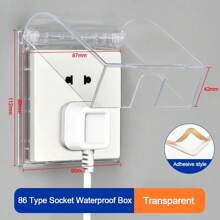 1 pieza Caja protectora autoadhesiva tipo 86 ultra delgada, impermeable, para toma eléctrica de pared, cubierta a prueba de salpicaduras para interruptor de pared en el baño