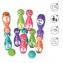Jouets de puzzle pour l'éducation précoce des enfants, reconnaissant les nombres, les couleurs, les expressions. Boules de quilles multifonctionnelles, en ABS et matériaux sûrs, 12 pièces le jeu de quilles intérieur. Améliore l'intelligence des enfants, cultive leurs intérêts et leurs passe-temps
