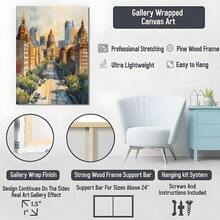 1pc Framed Canvas Poster, Cityscape, Classical Architecture, Watercolor Impression Style Wall Art Canvas Paintings, Ideal Gift For Bedroom Living Room Corridor, Wall Art, Wall Decor, Winter Decor, Room Decoration, 2D Flat Print, Not 3D - Multicolor - View 6