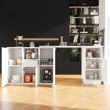 Flieks 360° Swivelling Bar Table, Breakfast Bar With Open Storage Space, Modern And Sleek Design, Innovative Kitchen Islands, Suitable For Dining Room, 198.5x30x75cm - White - View 3