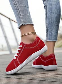 Spring/Summer New Simple Comfortable Wide-Toe Casual Sports Shoes, Unisex Low-Top Solid Color Breathable Flat Sneakers For Daily Casual Wear
