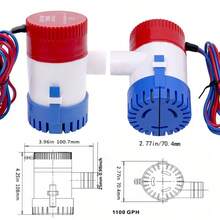 1100GPH 12V Electric Bilge Bump, Low Noise Electric Bilge Pump, Submersible Boat Bilge Pump Used For Yachts, RVS, Pools - Red - View 3