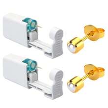 2 pezzi Kit per foratura orecchie fai da te con orecchini incorporati - Set di strumenti per foratura orecchie usa e getta