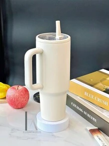 40oz Leak-Proof Insulated Stainless Steel , Foldable Direct Drinking Mouth With Straw, Handle And Leak-Proof Cover Travel Mug For Hot/Cold Drinks Back To School