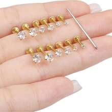 13 件 16G 唇环耳屏穿孔珠宝唇钉手术不锈钢不同尺寸平背软骨耳轮耳钉穿孔珠宝条 6 毫米 8 毫米 10 毫米