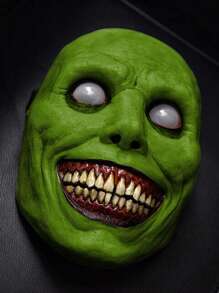 Smiling Exorcist Mask Halloween Horror Prop Cosplay Exorcist Mask White-Eyed Demon Mask