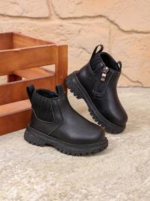 Fashion Children Short Boots, Toddler Shoes Flat Side Zipper, New Spring/Autumn Leather Upper Soft Bottom Boys Boots, Girls Boots, Baby Boots