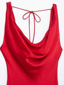 DEEKA 新款夏季时尚性感缎面感长款内衣风格派对连衣裙，适合夏季、节日、情人节 - 紅色 - 查看 10