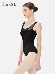 DonsGirl 1pc Women's Sexy & Elegant Ballet Leotard, Unique Fishbone Design Bodysuit, Suitable For Dance Performance Costume - Black - View 12