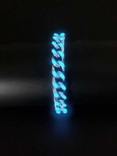 1 pieza Brazalete de acero inoxidable con diseño luminoso y elegante para hombres, decoración minimalista con estilo hip-hop, para un aspecto estiloso y como regalo