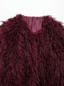 Camellia New Autumn/Winter Women's Faux Fur Effect Loose Fit Slim Jacket