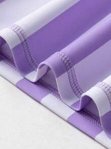 mini bala 女童泳衣套装 - 长袖上衣配裙裤和泳帽，防紫外线夏季泳装 - 紫白色調 - 查看 7